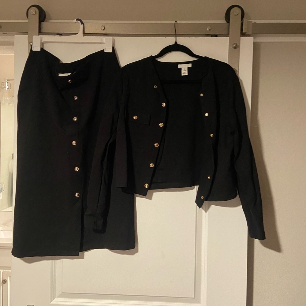 H&M Black skirt and jacket set